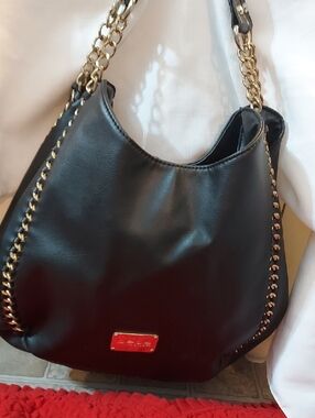Bebe Black Chain-Handle Shoulder Bag